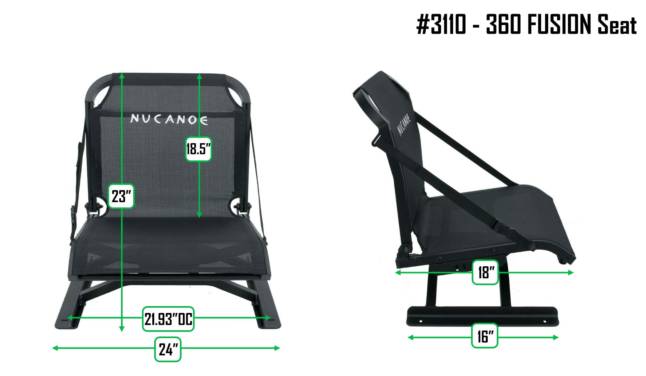 NuCanoe Inc #3110SG -  360 Fusion Seat - Shadowgrass