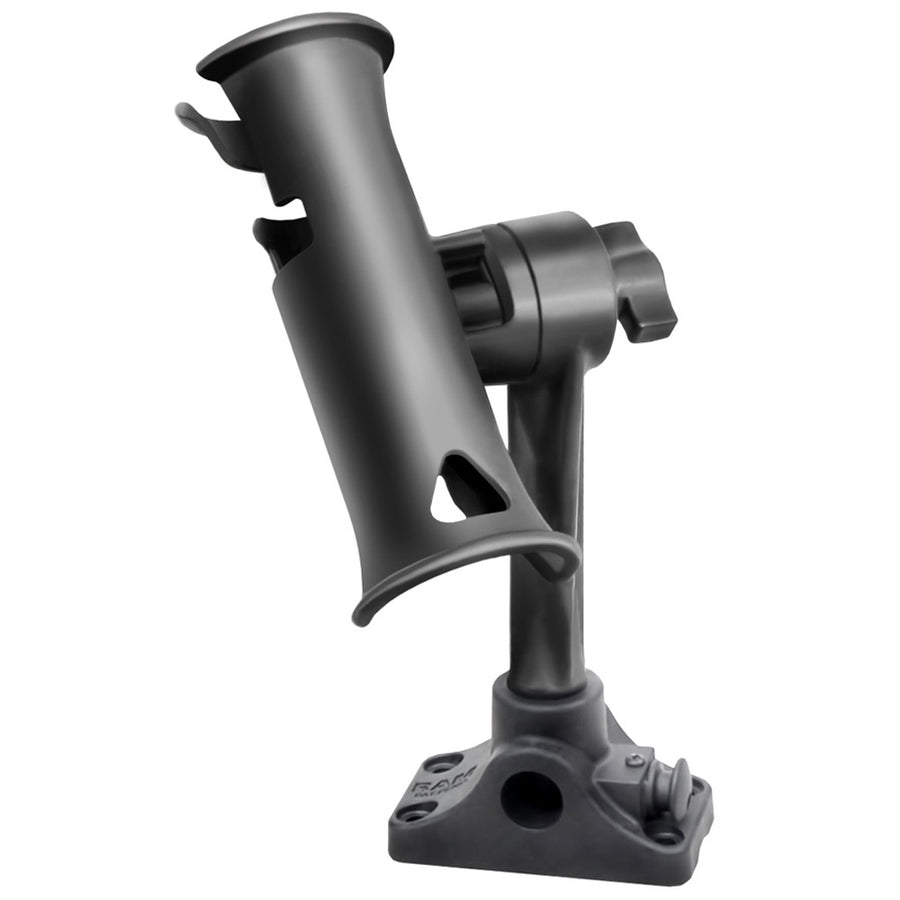 RAM Mount RAM Tube Jr Fishing Rod Holder Standard 6 Length Post Spline  Combo BulkheadFlat Surface Base wPlunger