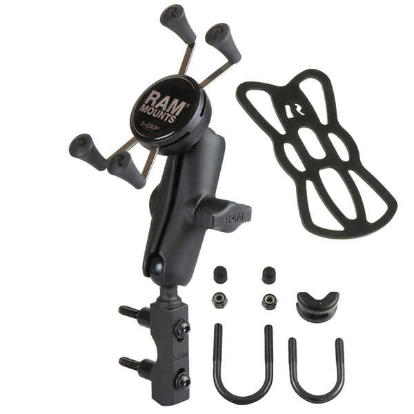 RAM Mount Combination BrakeClutch Reservoir UBolt Mount wUniversal XGrip CelliPhone Cradle RAMB174UN7U