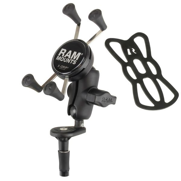 RAM Mount Fork Stem Mount wShort Double Socket Arm  Universal XGrip CelliPhone Cradle RAMB176AUN7U