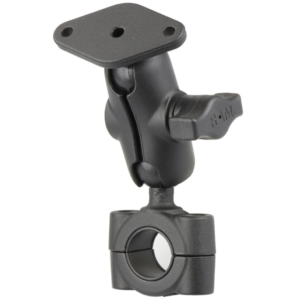 RAM Mount RAM Torque 34  1 Diameter HandlebarRail Base with 1 Ball SHORT Arm and Diamond Plate RAMB408751A238U
