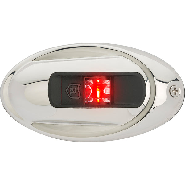 Attwood LightArmor Vertical Surface Mount Navigation Light  Oval  Port red  Stainless Steel  2NM NV4012SSR7