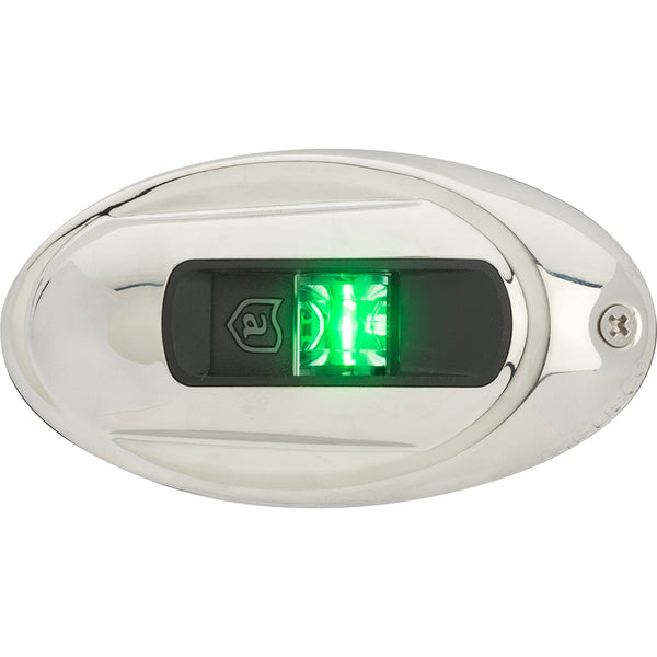 Attwood LightArmor Vertical Surface Mount Navigation Light  Oval  Starboard green  Stainless Steel  2NM NV4012SSG7