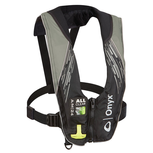 Onyx AM24 Series All Clear AutomaticManual Inflatable Life Jacket  Grey  Adult 13220070100421