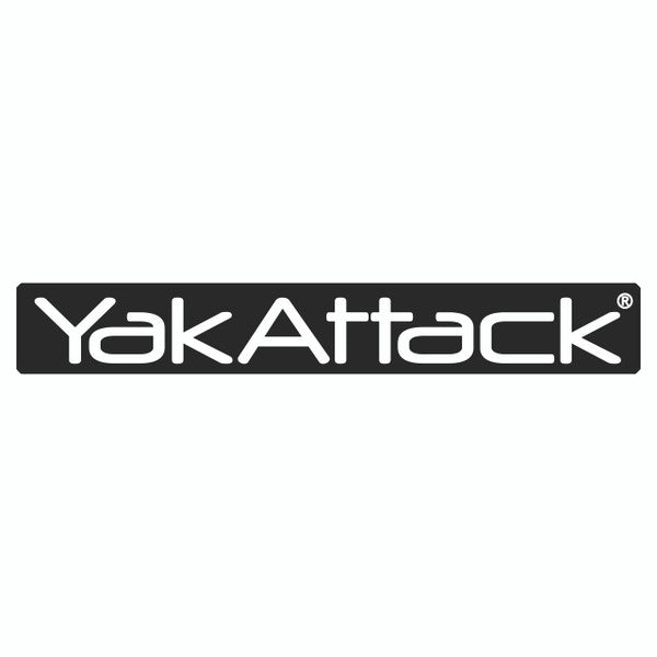 YakAttack Logo BlackPak Side Panel Decal, White,  7" x 1.13"